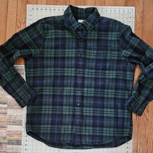 Lands' End Men's Plaid Shirt in Navy and Forest
